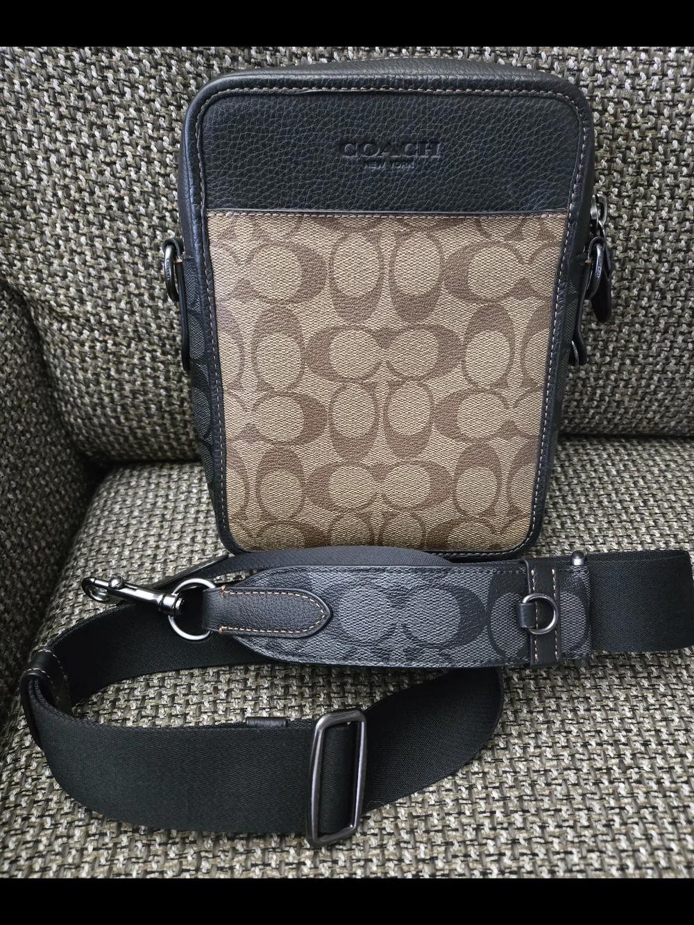 Coach Men’s Signature Canvas Crossbody Bag in Brown/Black